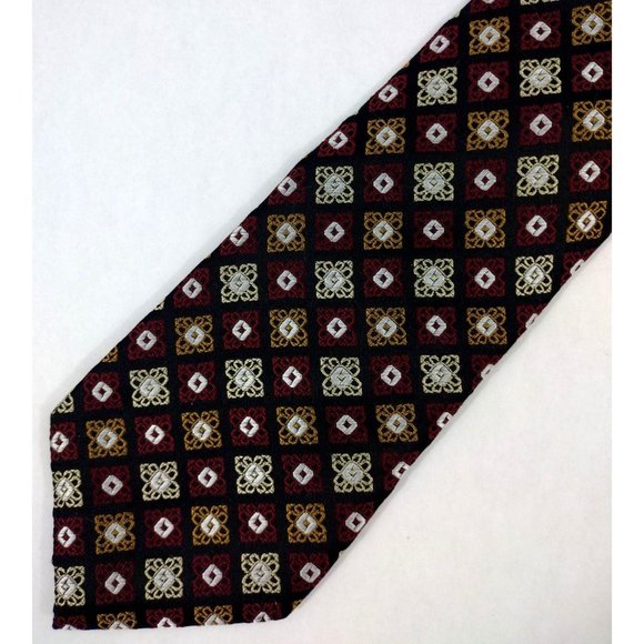 3x Pronto Uomo Men's Neckties ties All Silk Paisley geometric shapes squares - Picture 4 of 16